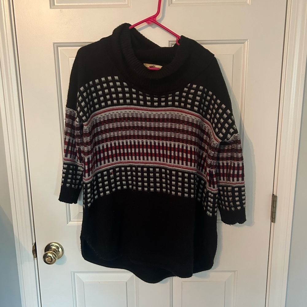 Fair isle turtleneck tunic sweater